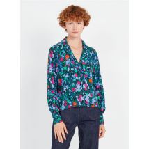 Yas - Camisa con estampado de flores y cuello clásico - Talla M - Verde
