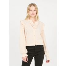 Yas - Gilet col rond volanté en maille mélangée - Taille L - Beige
