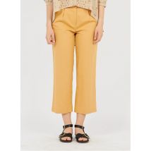 Yas - Pantalon droit taille haute en lin mélangé - Taille XS - Beige