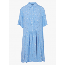 Yas - Korte jurk met klassieke kraag en print - S Maat - Blauw