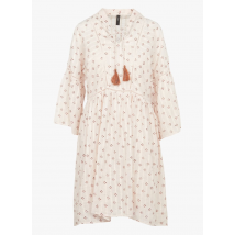 Yas - Korte - katoenen jurk met tunesische hals en print - S Maat - Wit
