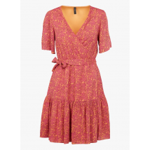 Yas - Robe courte Col V cache-coeur imprimé fleuri - Taille M - Rose