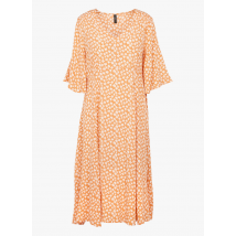 Yas - Halflange jurk met v-hals en print - XS Maat - Oranje