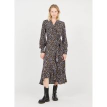 Yas - Halflange jurk met bloemenprint - M Maat - Zwart