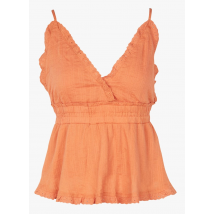 Yas - Katoenen top met v-hals - L Maat - Oranje