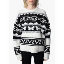 Zadig&voltaire - Jersey de mezcla de cachemira estampado con cuello redondo - Talla L - Blanco