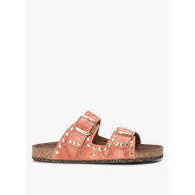 Bosabo - Leren sandalen met slangentextuur - 41 Maat - Oranje