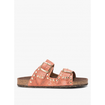 Bosabo - Leren sandalen met slangentextuur - 39 Maat - Oranje