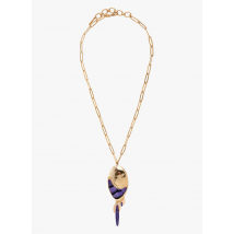 Satellite Paris - Ketting met hanger met veerachtige vorm en textuur - Een Maat - Paars