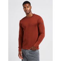 Armor Lux - Regular-fit - gestreepte - wollen trui met ronde hals - XL Maat - Bruin