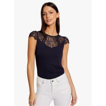 Morgan - Kanten top met ronde hals - M Maat - Blauw