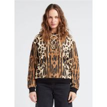 Leon & Harper - Rundhals-sweatshirt aus baumwoll-mix mit leoparden-print - Größe S - Beige