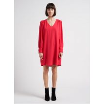 I Code - Korte jurk met v-hals en plooitjes - 38 Maat - Roze