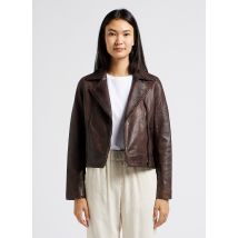 Pablo - Cazadora corta ajustada de piel de cordero - Talla 40 - Marrón