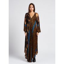 Mes Demoiselles - Robe longue Col V imprimé léopard - 38 Maat - Beige