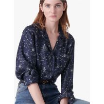 Vanessa Bruno - Soepelvallende blouse met cubaanse kraag en print - 38 Maat - Blauw
