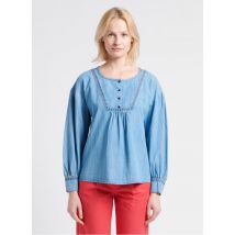 Ekyog - Top con cuello redondo - Talla 42 - Vaqueros destenidos