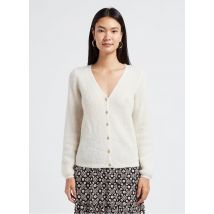 Des Petits Hauts - Vest met v-hals wolblend met mohair - 3 Maat - Wit