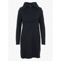Caroll - Vestido corto de mezcla de lana con cuello vuelto - Talla 42 - Azul