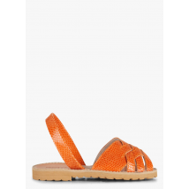 Minorquines - Platte - leren sandalen met print - 40 Maat - Oranje