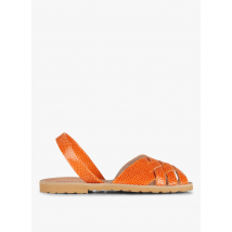 Minorquines - Sandalias planas de piel estampadas - Talla 39 - Naranja