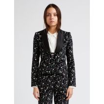 Paul And Joe - Veste courte cintrée col châle en coton imprimée - Taille 40 - Noir