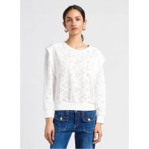 Le Temps Des Cerises - Rechte trui met ronde hals en ajourmotief - XS Maat - Wit