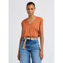 Sessun - Camiseta holgada con cuello de pico - Talla XS - Naranja