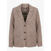 Cotelac - Chaqueta recta de pata de gallo con cuello sastre - Talla 3 - Marrón