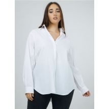 Mat Fashion - Camisa de mezcla de algodón con cuello clásico - Talla 50 - Blanco
