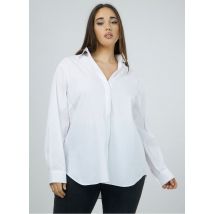 Mat Fashion - Blouse met klassieke kraag katoenblend - 48 Maat - Wit