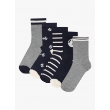 Petit Bateau - Lote de 5 pares de calcetines de mezcla de algodón - Talla 31/34 - Multicolor