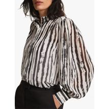Phase Eight - Soepelvallende blouse met opstaande kraag en print - 22 Maat - Multikleurig
