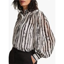 Phase Eight - Soepelvallende blouse met opstaande kraag en print - 22 Maat - Multikleurig