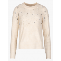 An'ge - Pull col rond droit en maille brodée - Taille M - Beige
