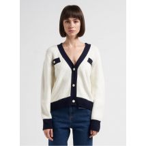 I Code - Gilet Col V en maille mélangée - Taille M - Blanc