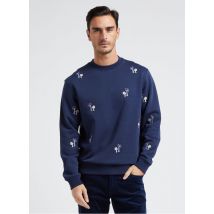 Scotch And Soda - Regular-fit sweater met ronde hals en borduursel katoenblend - M Maat - Blauw