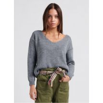 Please - Glanzende - gebreide trui met v-hals - Een Maat - Grijs