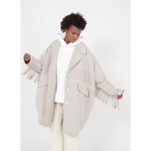 Mm6 Maison Margiela - Manteau col tailleur à franges en laine mélangée - Taille XS - Beige