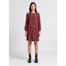 Nice Things - Korte jurk met ronde hals en print - 40 Maat - Oranje