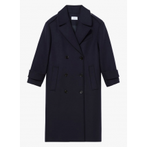 Zapa - Lange jas met reverskraag wolblend - 42 Maat - Blauw