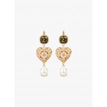 Satellite Paris - Boucles d'oreilles pendantes coeurs - Taille Unique - Blanc