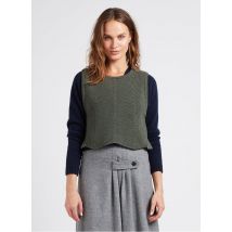 Rita Row - Korte - mouwloze trui wolblend met kasjmier - S Maat - Kakigroen