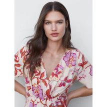 Mango - Robe Col V cintrée à imprimé - Taille XS - Blanc