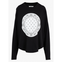 Mm6 Maison Margiela - Oversize-rundhals-t-shirt aus baumwolle mit siebdruck - Größe XS - Schwarz