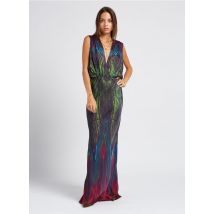Mes Demoiselles - Lange jurk van bedrukt satijn met v-hals - 36 Maat - Multikleurig