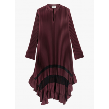 Claudie Pierlot - Halflange jurk met v-hals en plissérok - 40 Maat - Rood