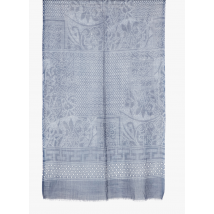 Hartford - Wollen sjaal met print - Een Maat - Blauw