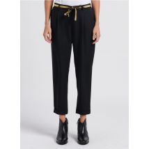 Please - Soepelvallende broek met hoge taille en ceintuur - L Maat - Zwart