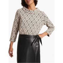 Phase Eight - Top met opstaande kraag en textuur katoenblend - 16 Maat - Zwart
